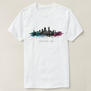 Massachusetts-Kunst Boston MA Skyline Aquarell T-Shirt