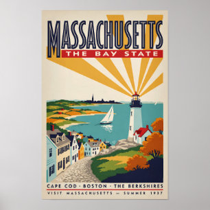 Massachusetts Leuchtturm Illustration Reise Kunst Poster