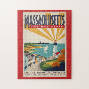 Massachusetts Leuchtturm-Illustration Reise Kunst Puzzle
