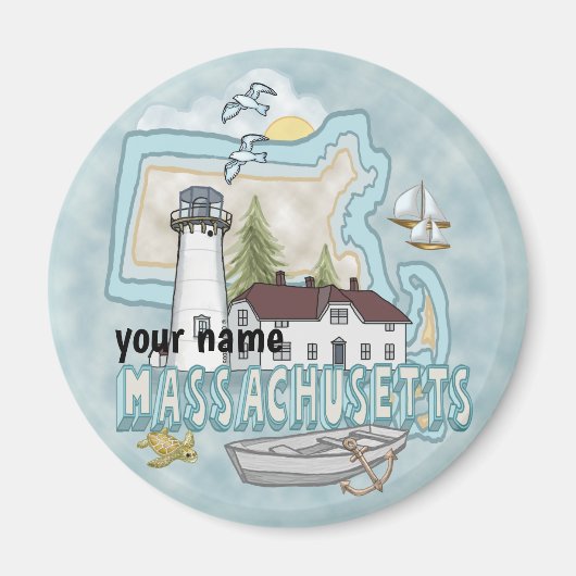 Massachusetts Leuchtturm Magnet (Vorne)