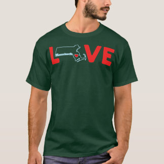 Massachusetts Liebe mit Staat Kontur von Massachus T-Shirt