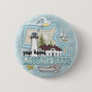 Massachusetts Lighthouse Button