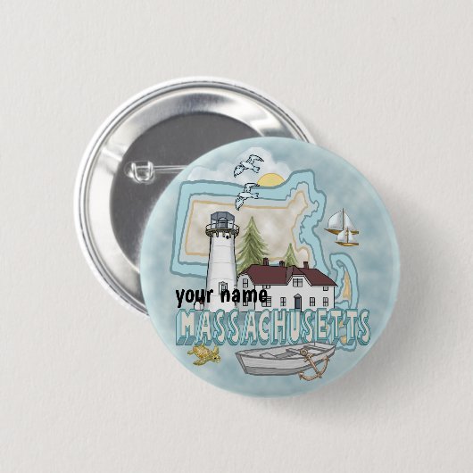 Massachusetts Lighthouse Button (Vorne & Hinten)