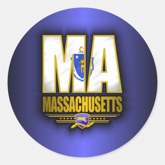 Massachusetts (MA) Runder Aufkleber (Vorderseite)