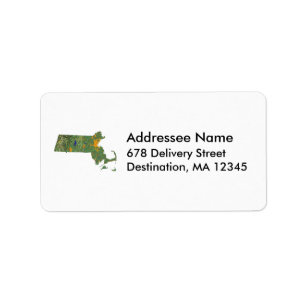 Massachusetts Map Address Label Adressaufkleber