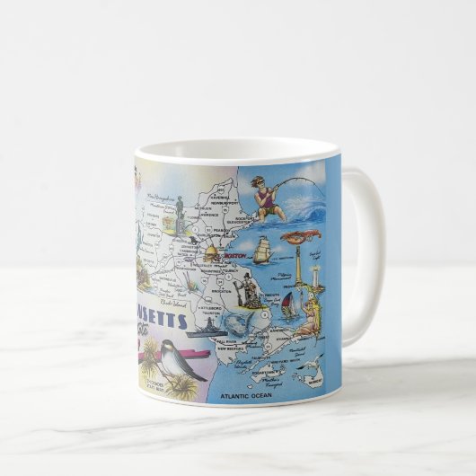 Massachusetts Map-Tasse Kaffeetasse (VorderseiteRechts)