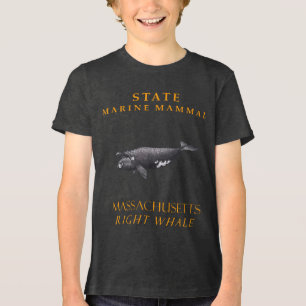 Massachusetts Marine Mammal the Right Whale Tri-Blend Shirt