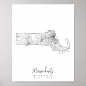 Massachusetts Minimal Street Karte Poster (Vorne)