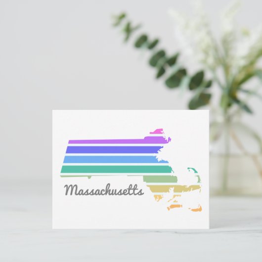 Massachusetts Minimalistischer Urlaub Postkarte (Stehend Vorderseite)