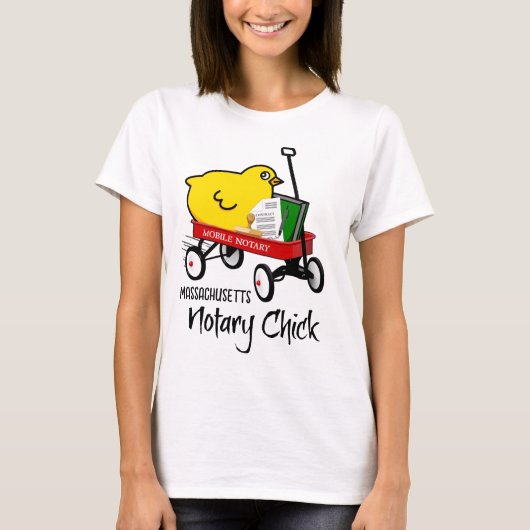 Massachusetts Mobile Notary Chick Red Wagon T-Shirt (Vorderseite)