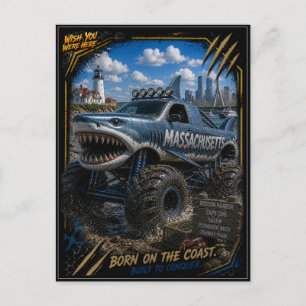 Massachusetts Monster Truck Gelände Kunst Postkarte