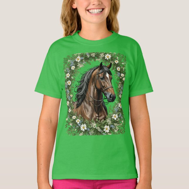 Massachusetts Morgan Horse und Mayblumen T-Shirt (Vorderseite)