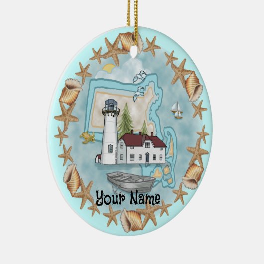 Massachusetts Muscheln Leuchtturm Ornament (Rechts)