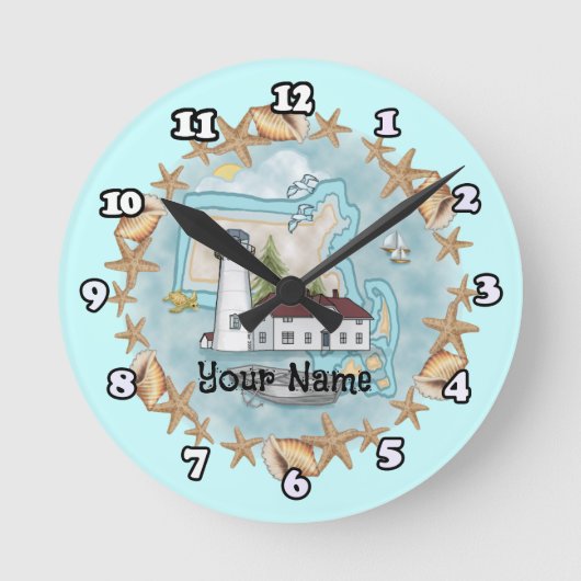 Massachusetts Muscheln Leuchtturm Uhr (Vorderseite)