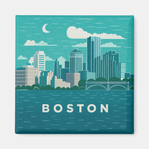 Massachusetts Nacht Stadtbild Boston Skyline Kun Magnet