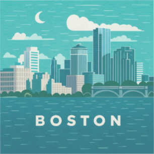 Massachusetts Nacht Stadtbild Boston Stadt Aufkleber