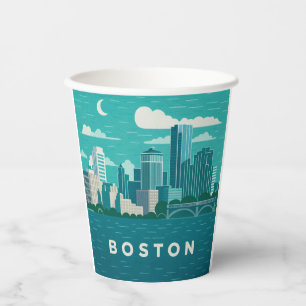 Massachusetts Nacht Stadtbild   Boston Stadt Pappbecher