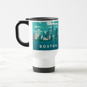 Massachusetts Nacht Stadtbild   Boston Stadt Reisebecher