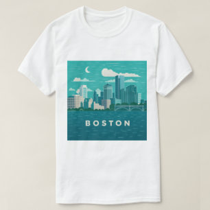 Massachusetts Nacht Stadtbild   Boston Stadt T-Shirt
