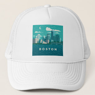 Massachusetts Nacht Stadtbild Boston Stadt Truckerkappe