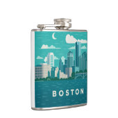 Massachusetts Night Cityscape | Boston City Flachmann (Rechts)