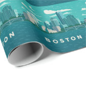 Massachusetts Night Cityscape | Boston City Geschenkpapier (Rolleneckpunkt)