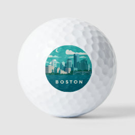 Massachusetts Night Cityscape | Boston City Golfball