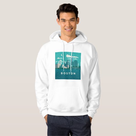 Massachusetts Night Cityscape | Boston City Hoodie (Vorne ganz)