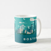 Massachusetts Night Cityscape | Boston City Kaffeetasse (VorderseiteRechts)