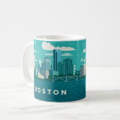 Massachusetts Night Cityscape | Boston City Kaffeetasse (Vorderseite Links)
