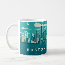 Massachusetts Night Cityscape | Boston City Kaffeetasse