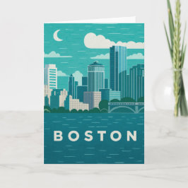 Massachusetts Night Cityscape | Boston City Karte