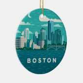 Massachusetts Night Cityscape | Boston City Keramik Ornament (Rechts)