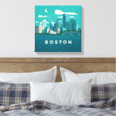 Massachusetts Night Cityscape | Boston City Leinwanddruck (Insitu (Schlafzimmer))