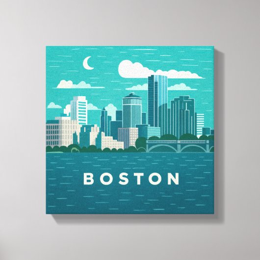 Massachusetts Night Cityscape | Boston City Leinwanddruck (Vorderseite)