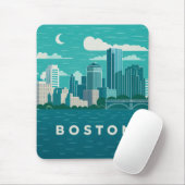 Massachusetts Night Cityscape | Boston City Mousepad (Mit Mouse)