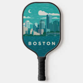 Massachusetts Night Cityscape | Boston City Pickleball Schläger