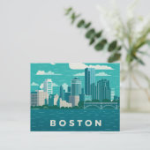 Massachusetts Night Cityscape | Boston City Postkarte (Stehend Vorderseite)