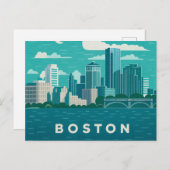 Massachusetts Night Cityscape | Boston City Postkarte (Vorne/Hinten)