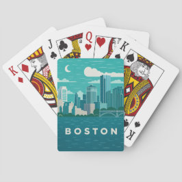 Massachusetts Night Cityscape | Boston City Spielkarten