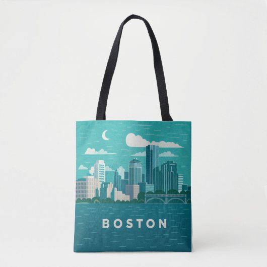 Massachusetts Night Cityscape | Boston City Tasche (Vorderseite)