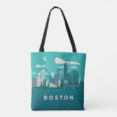 Massachusetts Night Cityscape | Boston City Tasche (Rückseite)