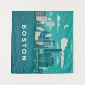 Massachusetts Night Cityscape | Boston City Wandteppich (Vorderseite (Horizontal))