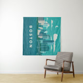 Massachusetts Night Cityscape | Boston City Wandteppich (Beispiel (Horizontal))