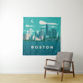 Massachusetts Night Cityscape | Boston City Wandteppich (Beispiel)