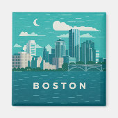 Massachusetts Night Cityscape | Boston Skyline Art Magnet (Vorne)
