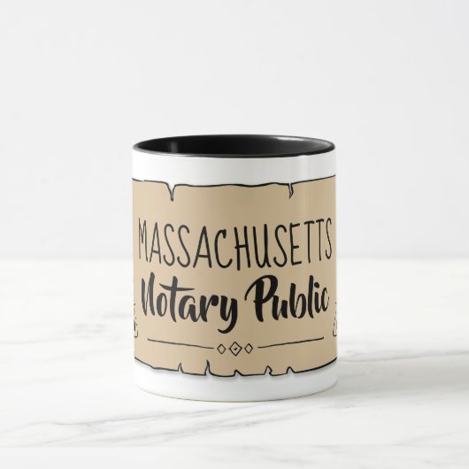 Massachusetts Notary Public Scroll Feather Quill Tasse (Zentrum)