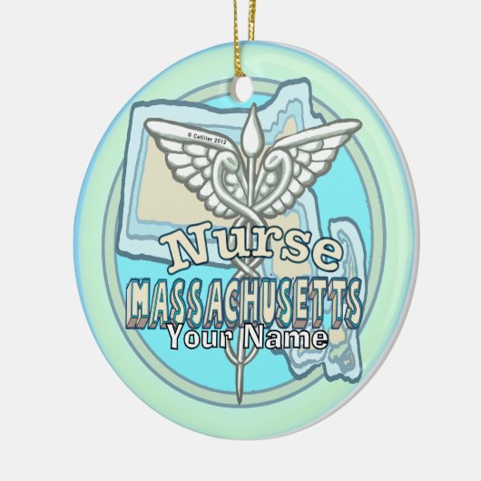 Massachusetts Nurse Caduceus Keramik Ornament (Links)