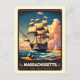 Massachusetts | Patriotischer Geist Vintag Postkarte