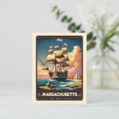 Massachusetts | Patriotischer Geist Vintag Postkarte (Stehend Vorderseite)